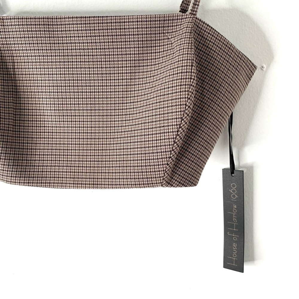 House of Harlow 1960 Brown Houndstooth Crop Top NWT - Picture 2 of 7